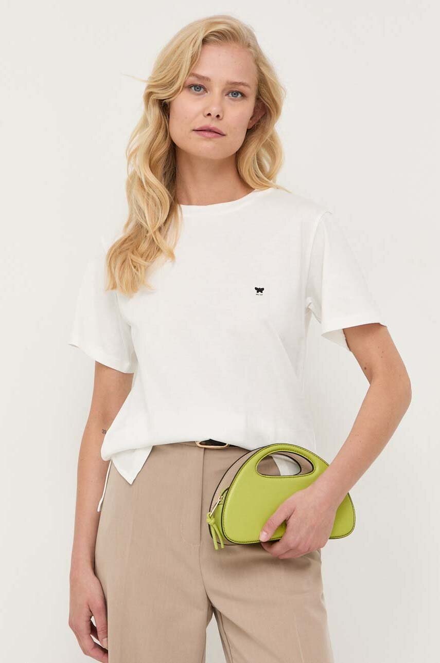 

Памучна тениска Weekend Max Mara в бежово, Бежов