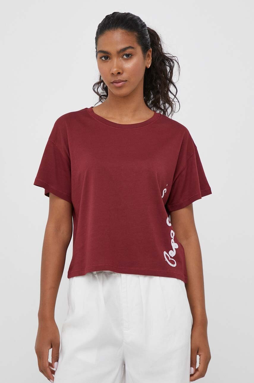 Pepe Jeans tricou femei, culoarea bordo