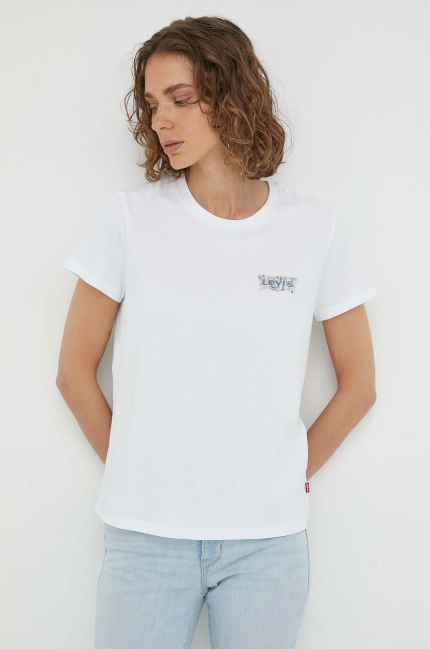 

Памучна тениска Levi' в бяло, Бял