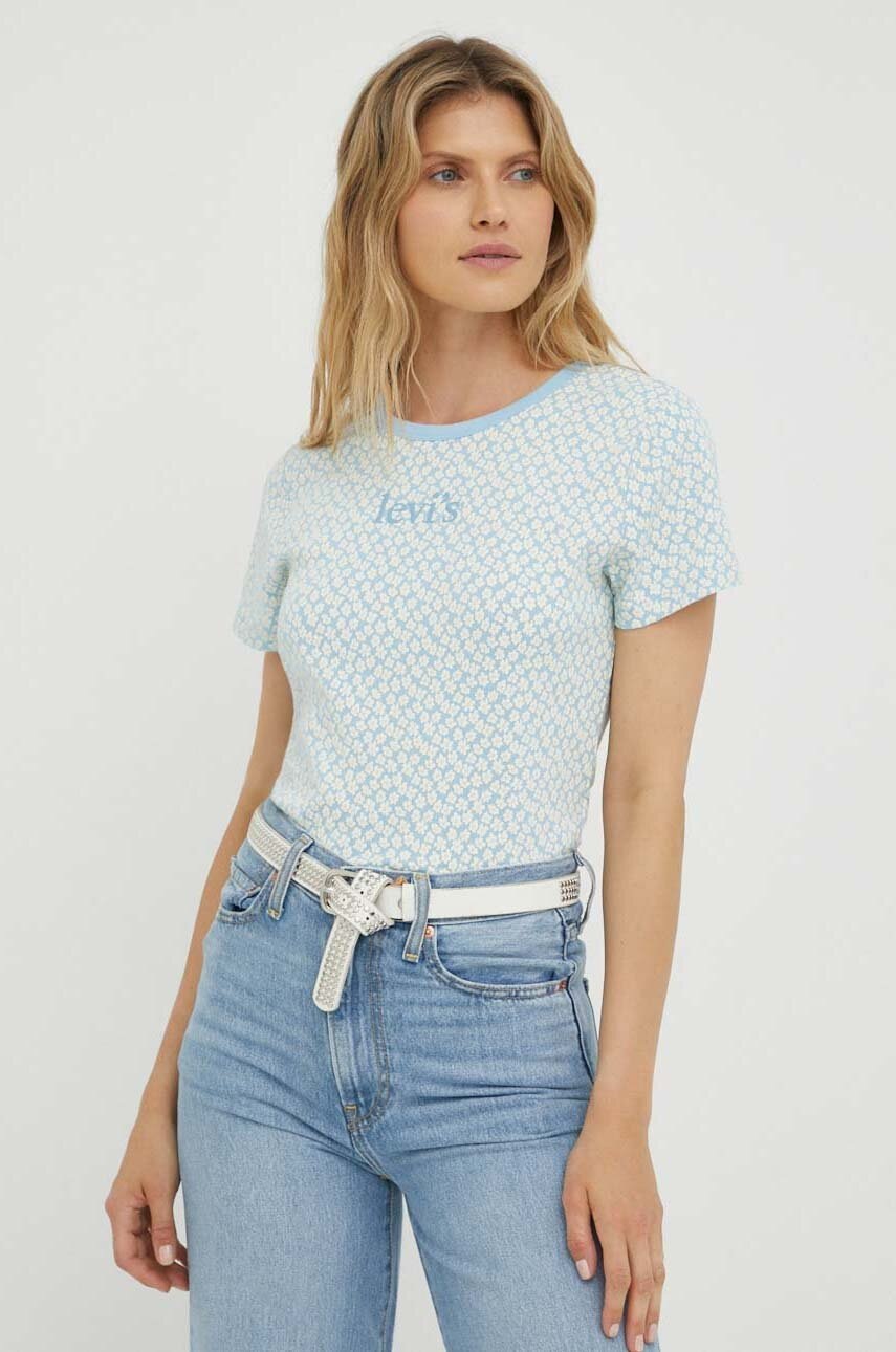 

Памучна тениска Levi's в синьо, Син