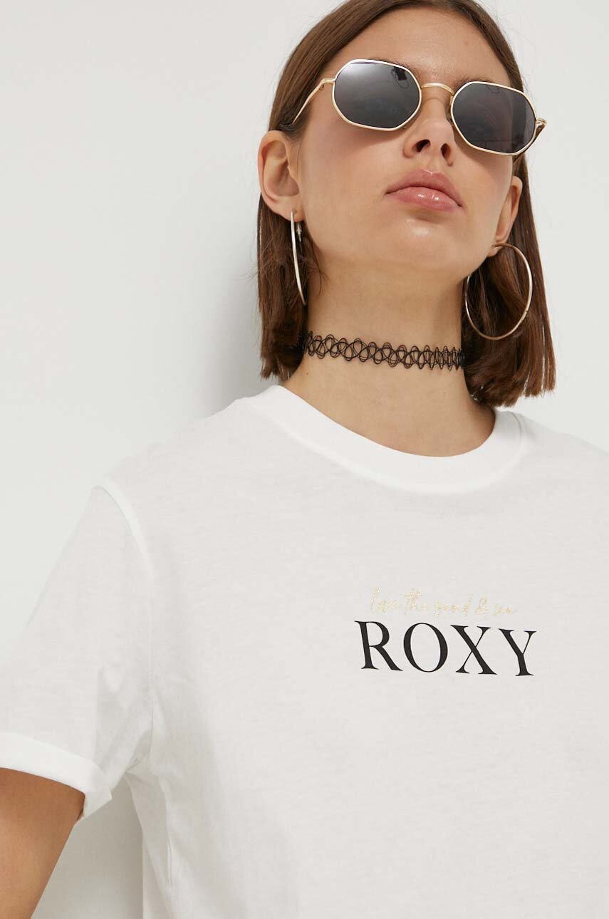 

Бавовняна футболка Roxy колір білий