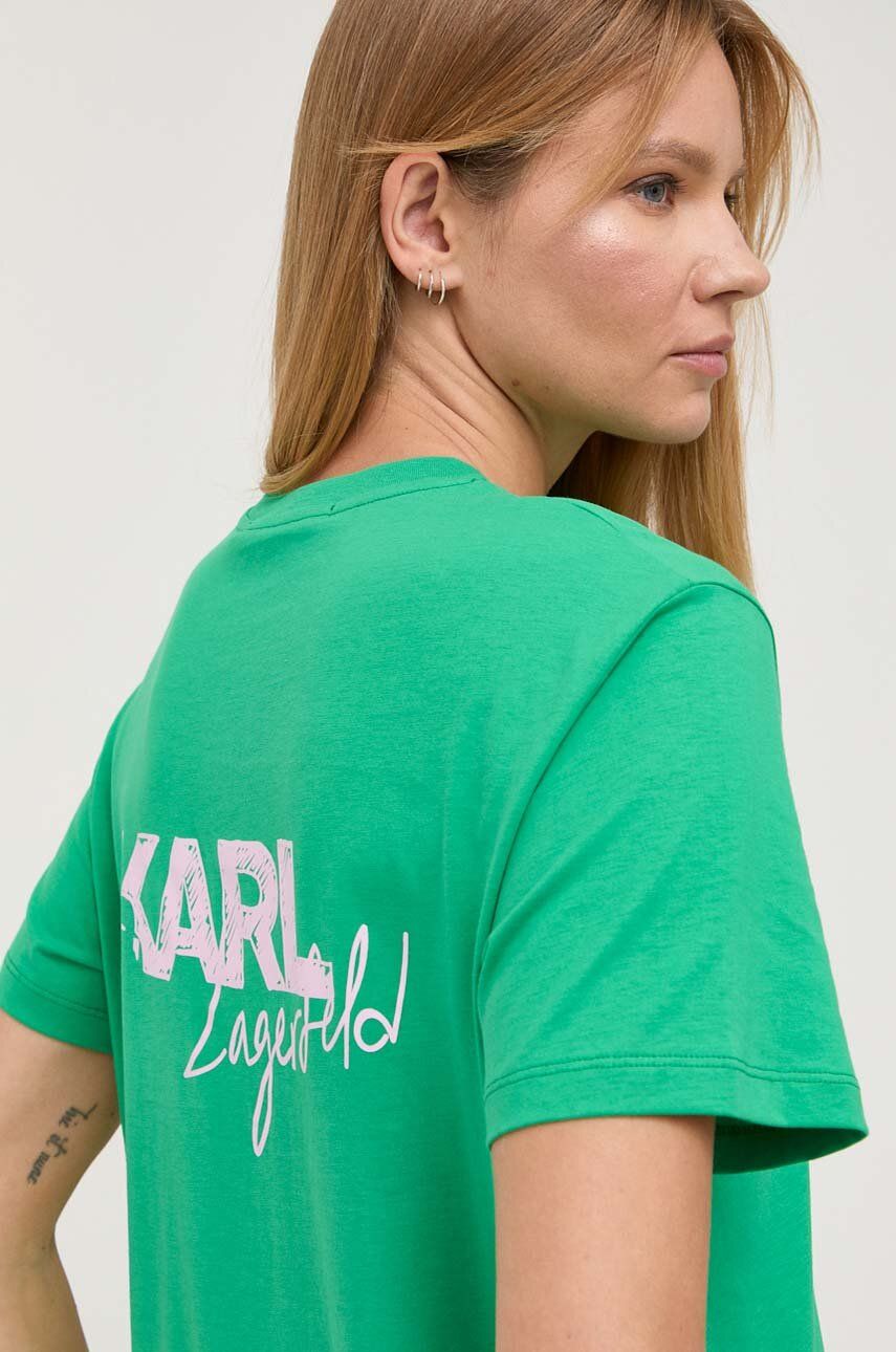 Karl Lagerfeld Tricou Din Bumbac Culoarea Verde
