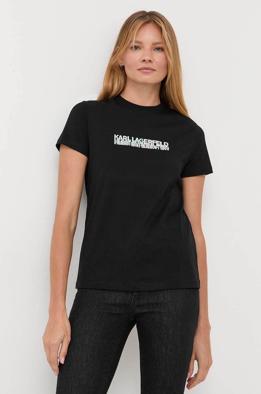 Karl Lagerfeld Tricou Din Bumbac Culoarea Negru