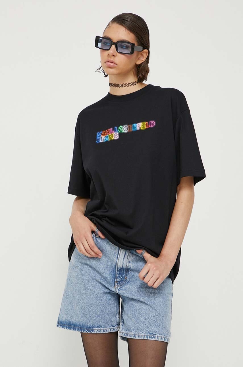 

Хлопковая футболка Karl Lagerfeld Jeans цвет чёрный