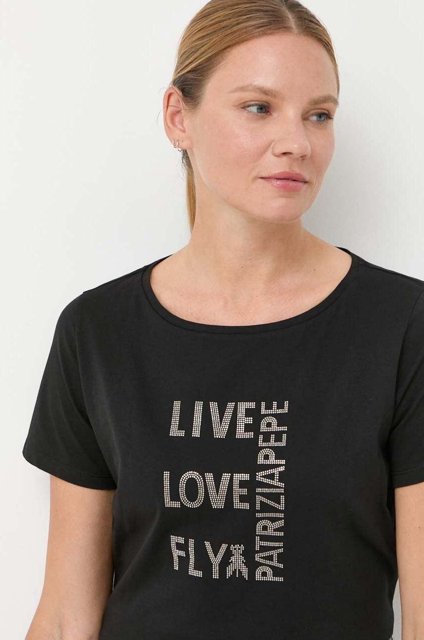 Bavlněné tričko Patrizia Pepe černá barva - černá -  Hlavní materiál: 100 % Organická bavlna