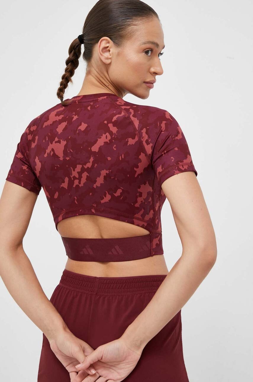 adidas Performance tricou de antrenament Techfit culoarea bordo