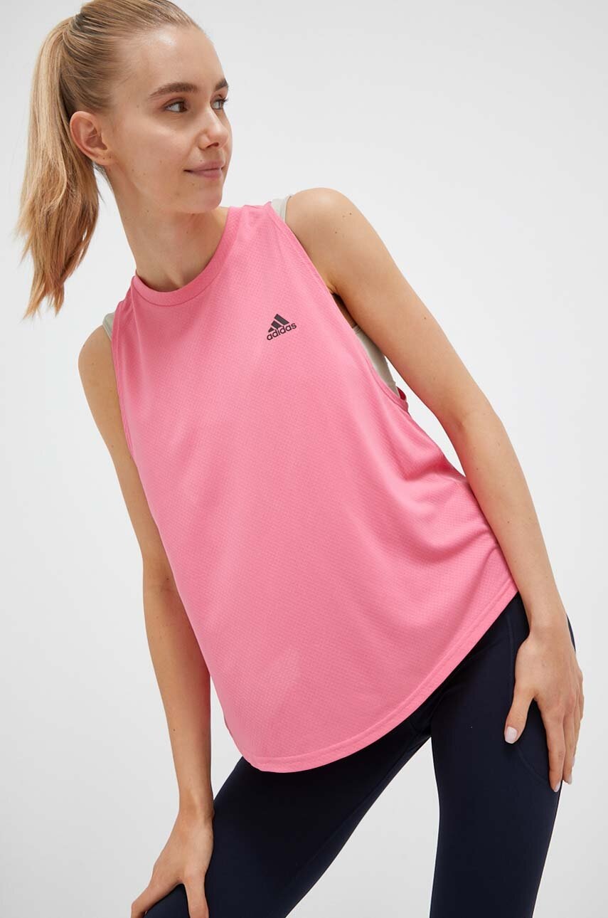 

Топ для бігу adidas Performance Run Icons колір рожевий