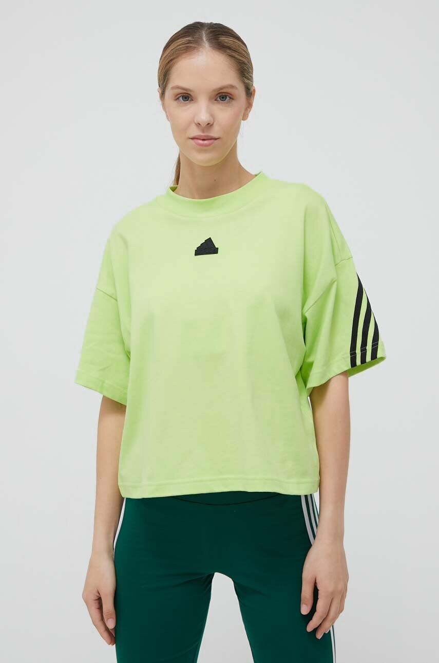 

Бавовняна футболка adidas колір зелений