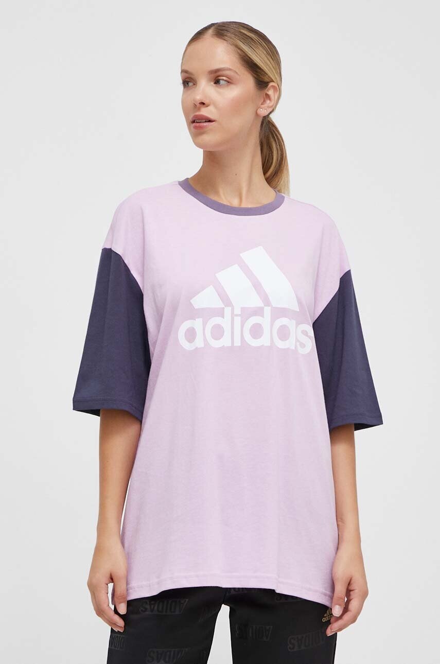 

Бавовняна футболка adidas жіночий колір рожевий