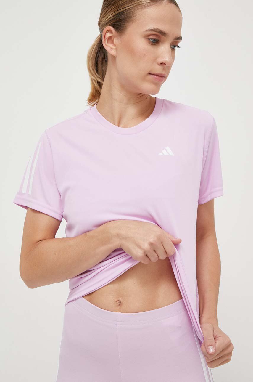 Levně Běžecké tričko adidas Performance Own The Run růžová barva