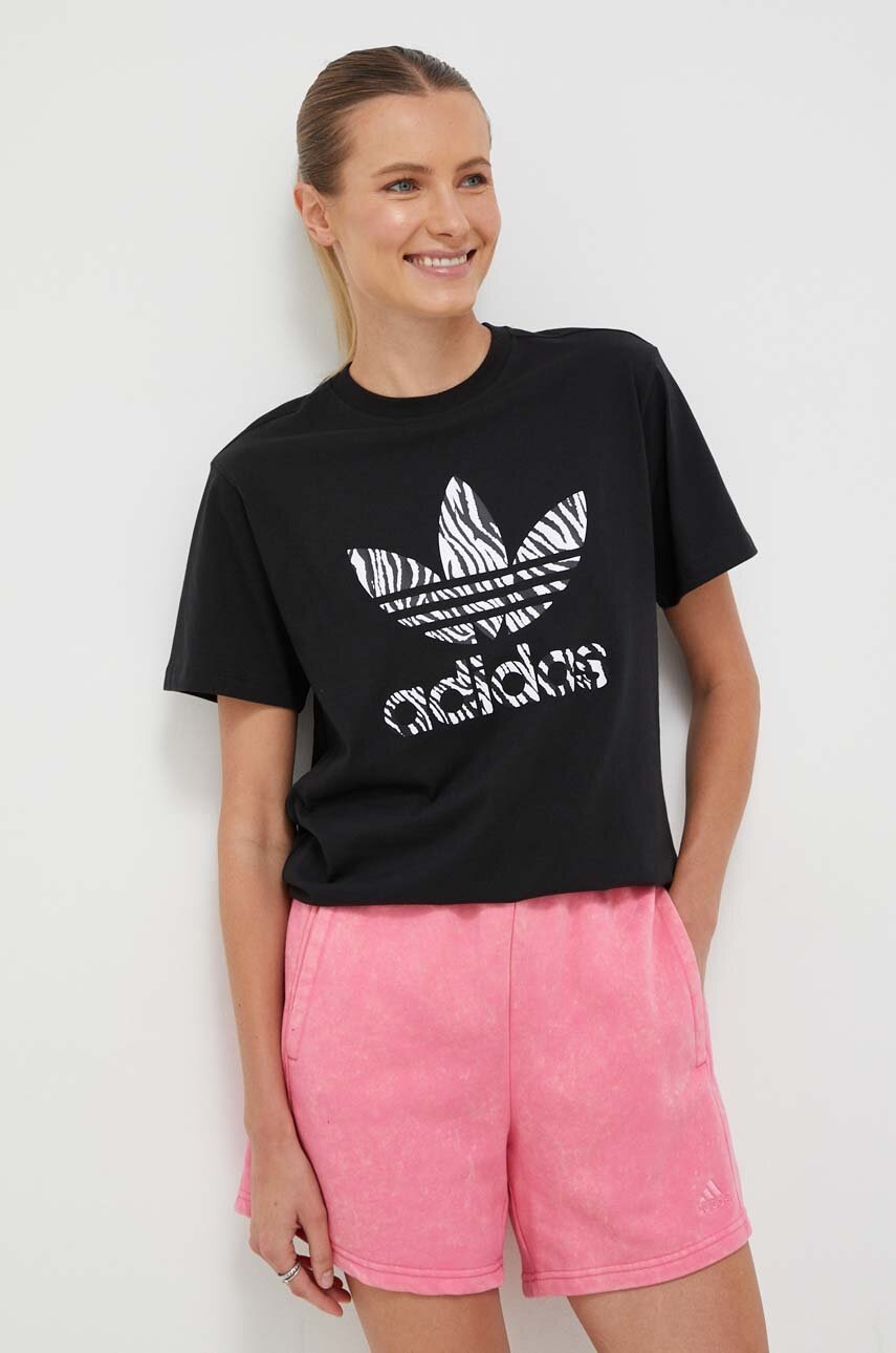 

Хлопковая футболка adidas Originals цвет чёрный
