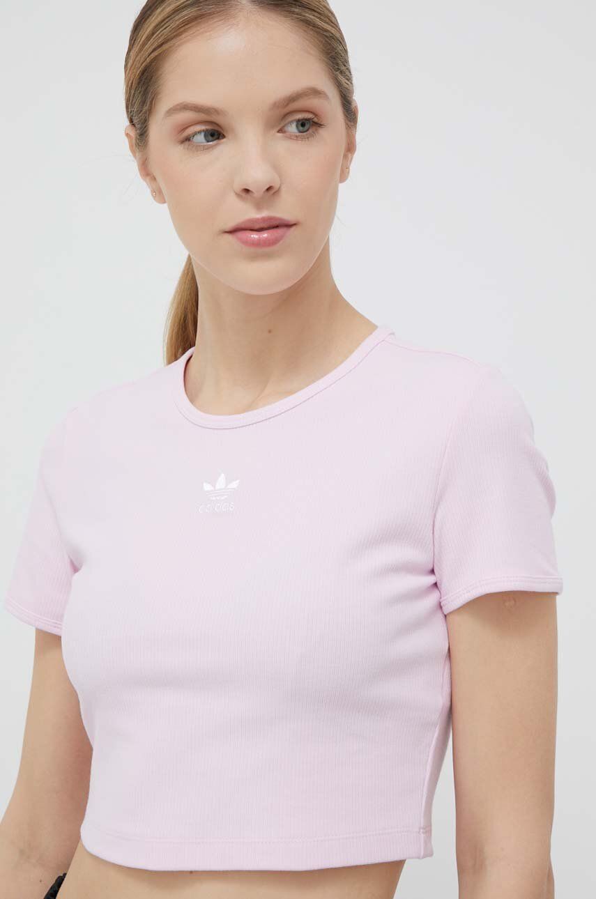 Levně Tričko adidas Originals růžová barva