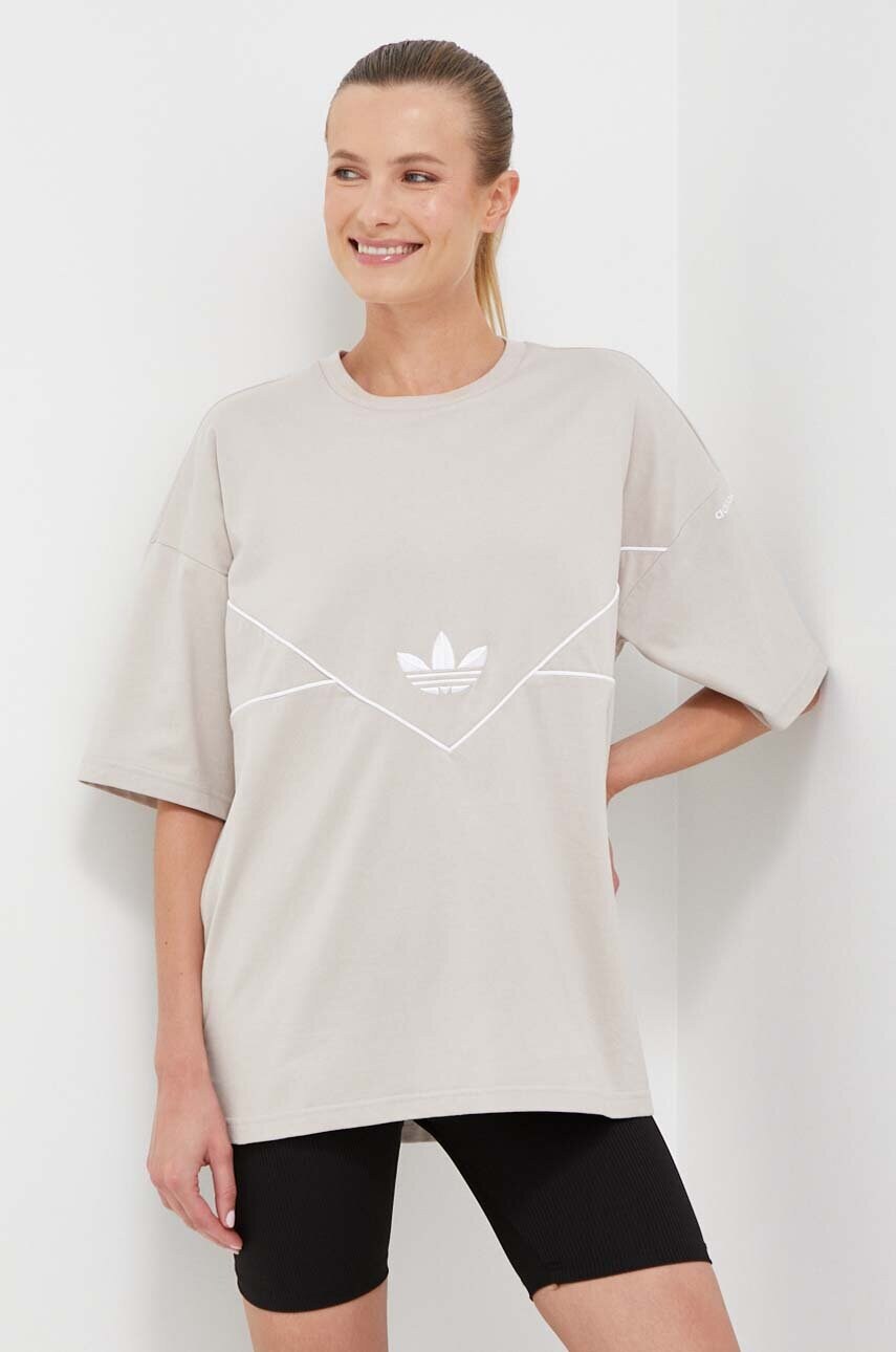 

Бавовняна футболка adidas Originals колір бежевий