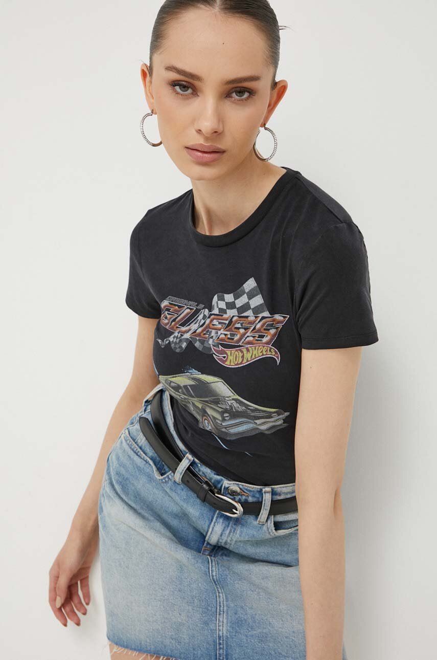 

Тениска Guess Originals в черно, Черен