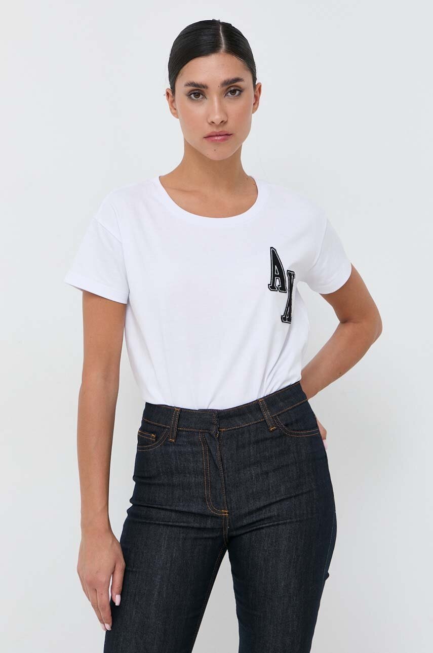 Armani Exchange Tricou Din Bumbac Culoarea Alb