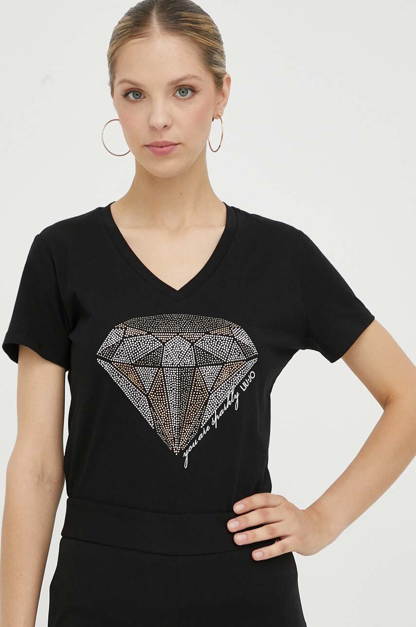 E-shop Bavlněné tričko Liu Jo černá barva
