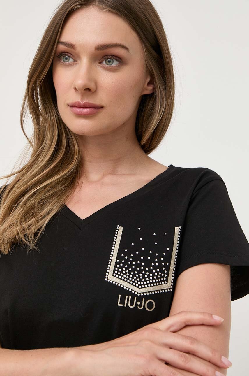 

Хлопковая футболка Liu Jo цвет чёрный