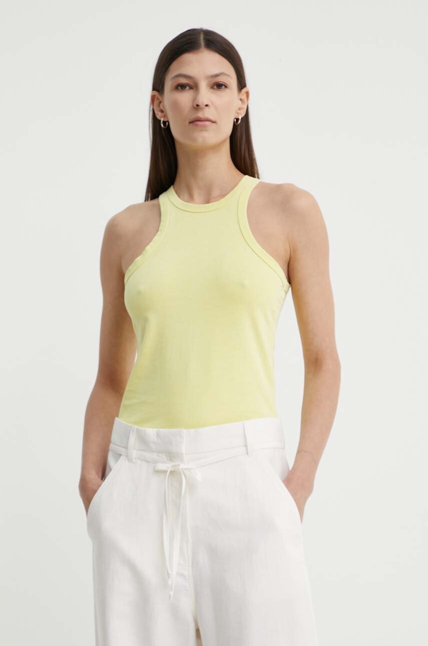 Βαμβακερό τοπ Samsoe Samsoe χρώμα: κίτρινο φωτογραφία