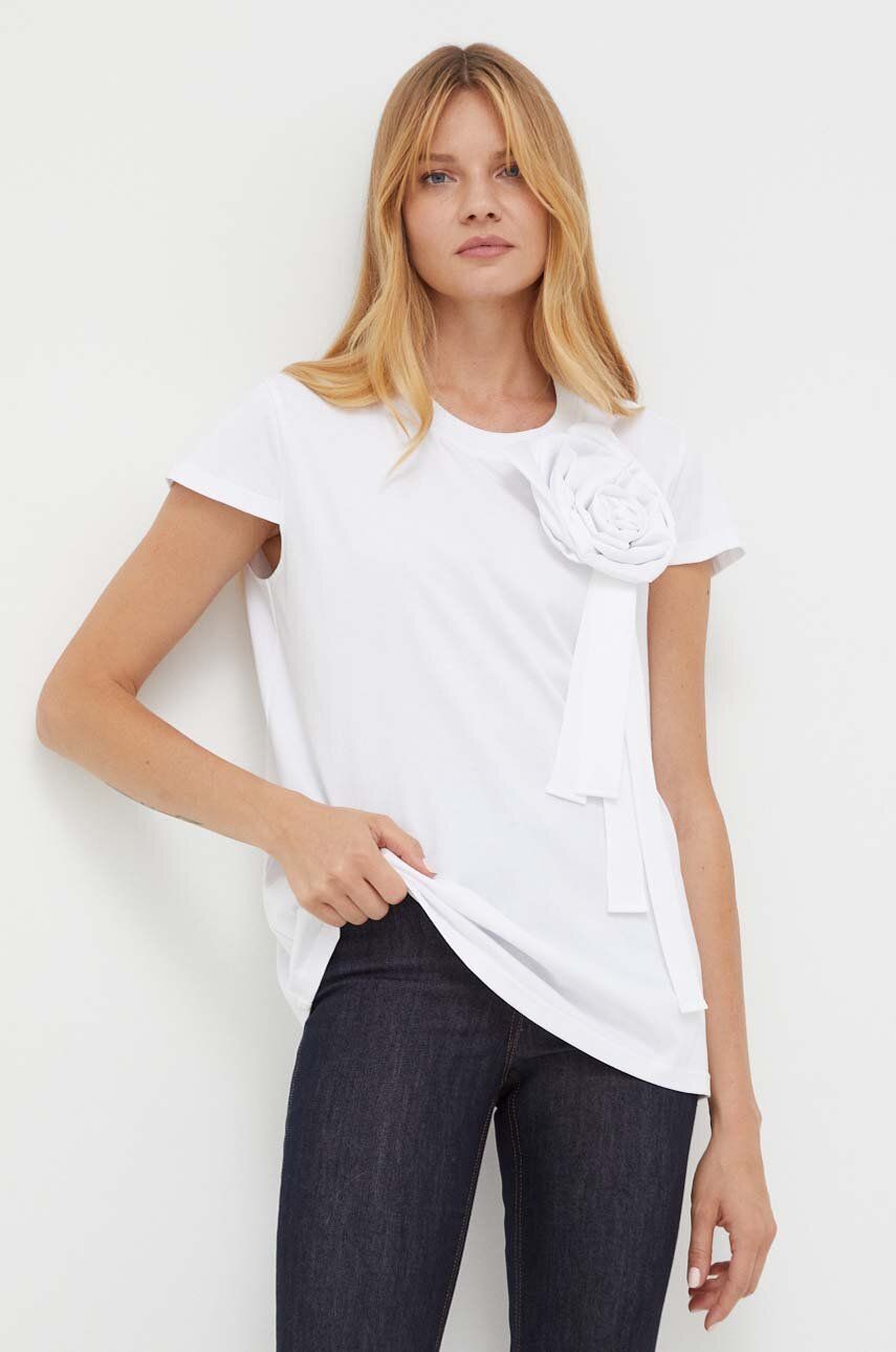 Bavlněné tričko Twinset bílá barva - bílá - Hlavní materiál: 100 % Bavlna Jiné materiály: 100 %