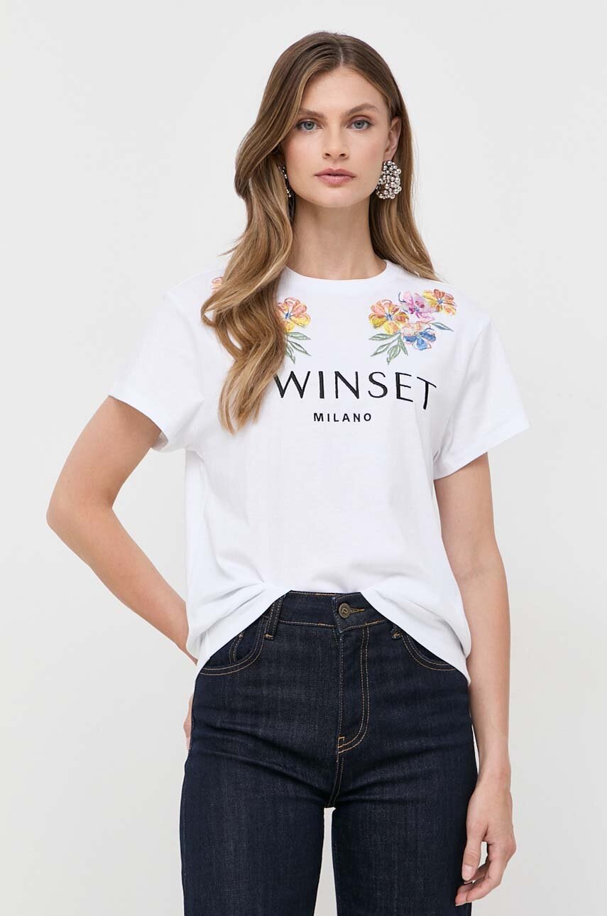 

Хлопковая футболка Twinset цвет белый