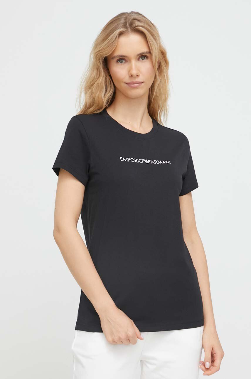 Levně Bavlněné tričko Emporio Armani Underwear černá barva