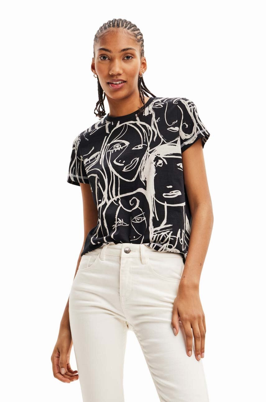 

Хлопковая футболка Desigual цвет чёрный