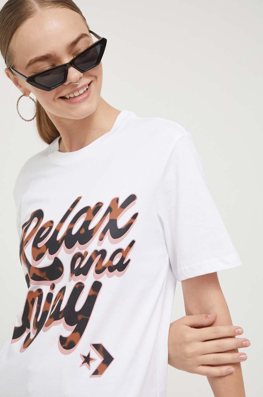 E-shop Bavlněné tričko Converse bílá barva