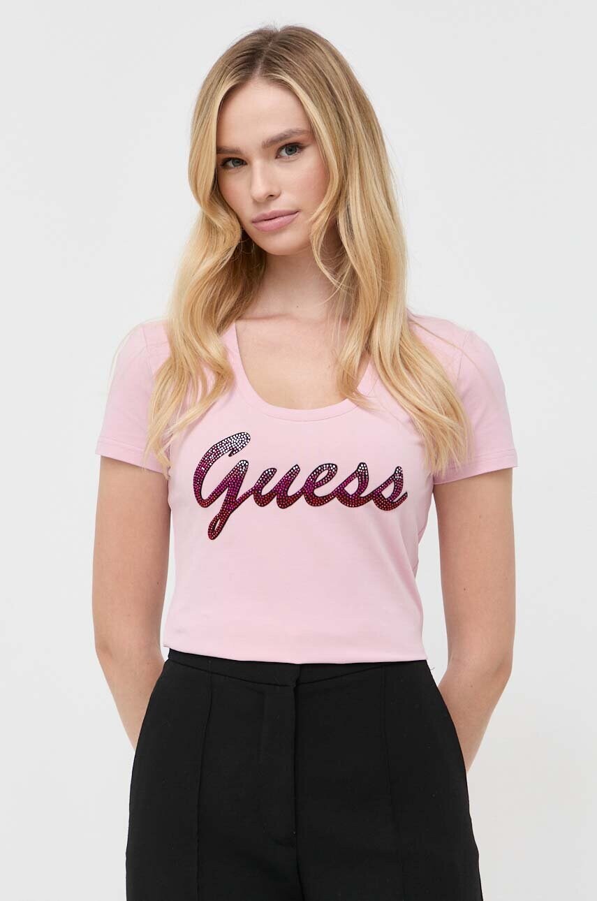 

Футболка Guess жіночий колір рожевий