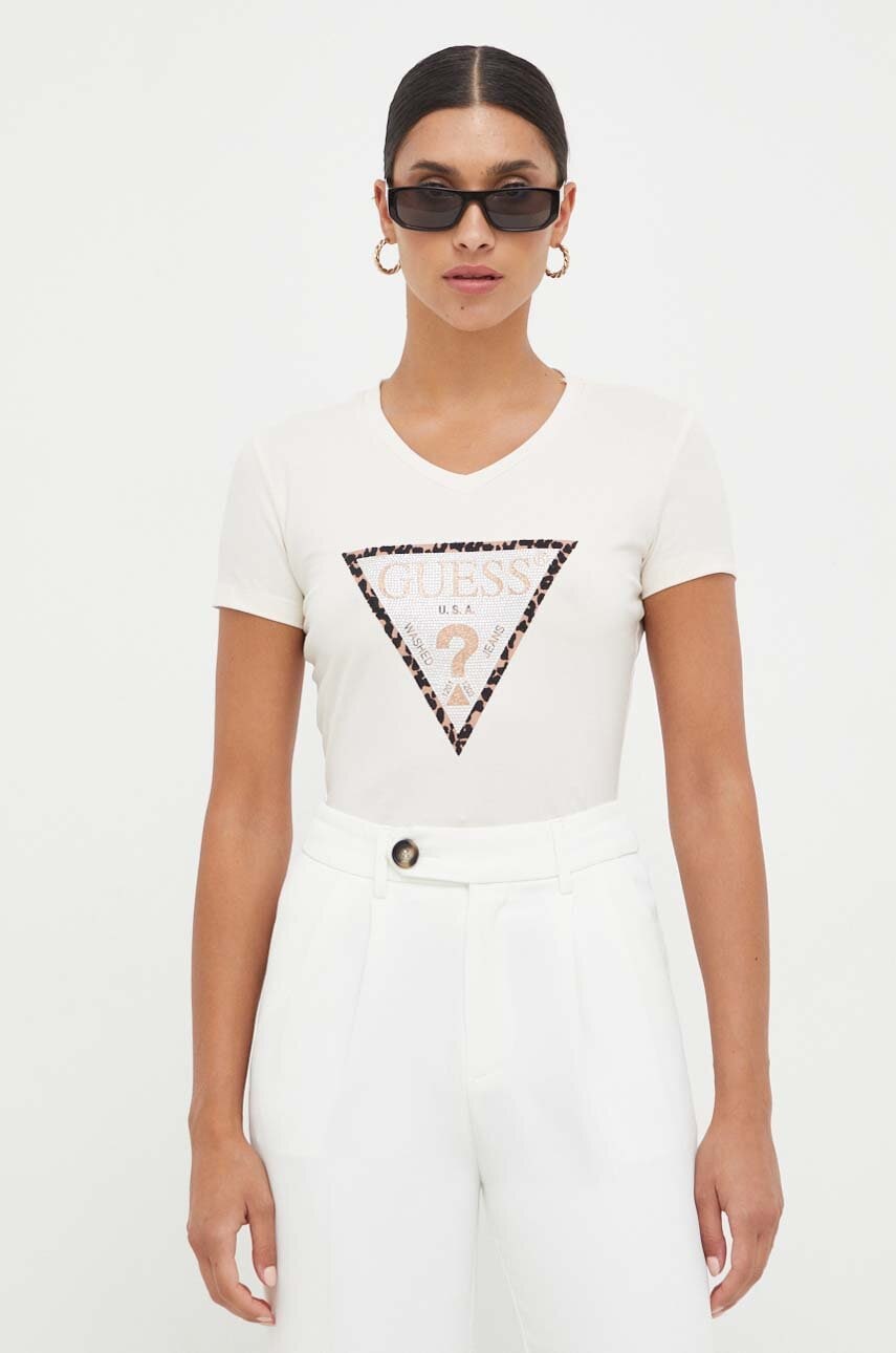

Футболка Guess жіночий колір бежевий