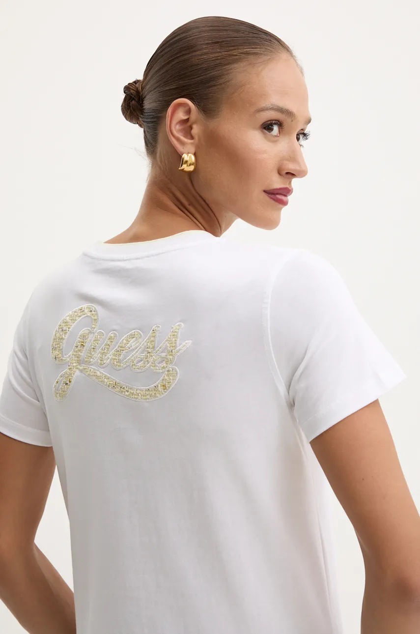 

Тениска Guess в червено, Бял