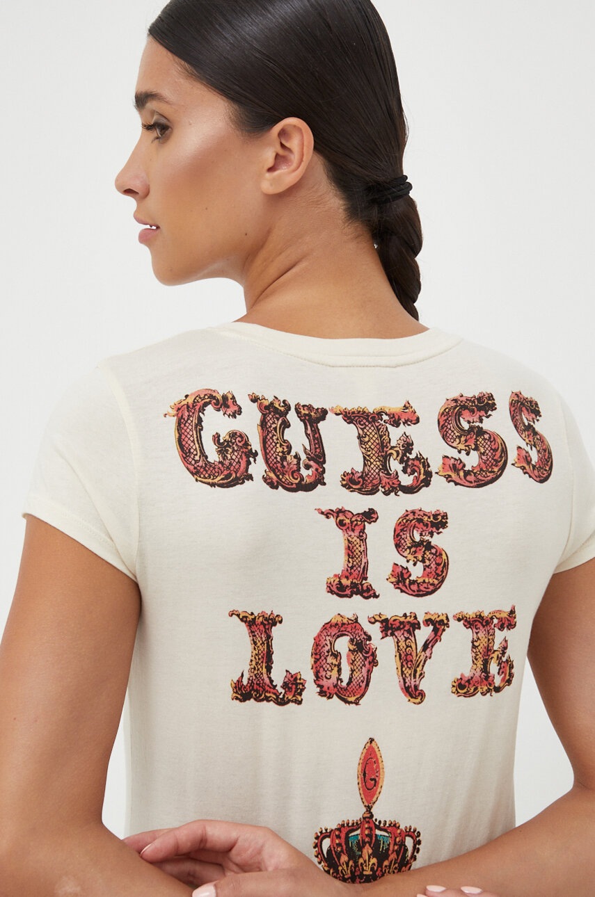 

Футболка Guess жіночий колір бежевий