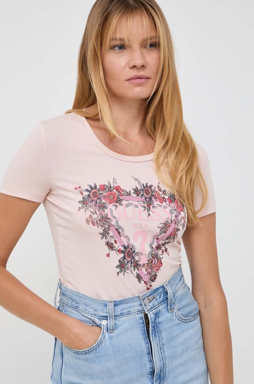 

Футболка Guess женский цвет розовый