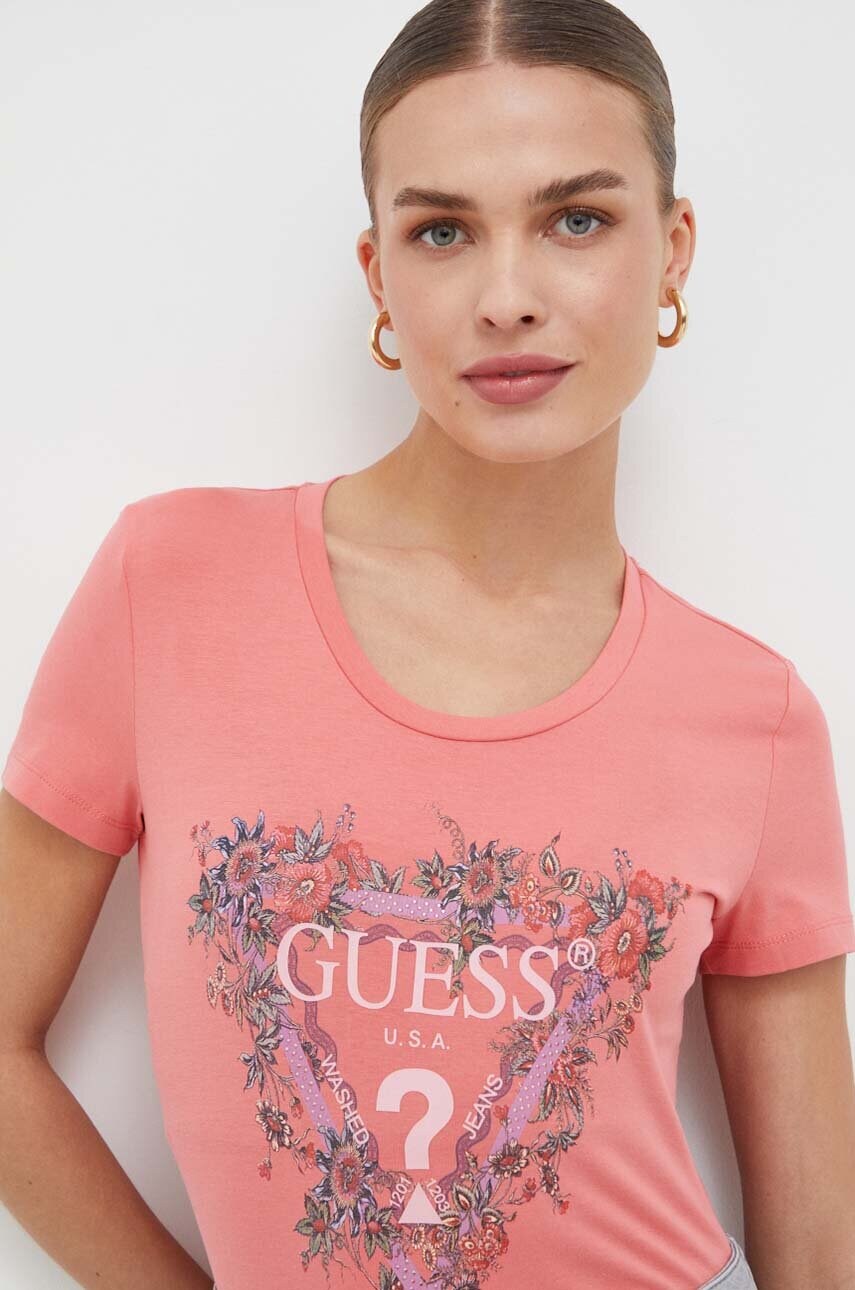 

Футболка Guess женский цвет розовый