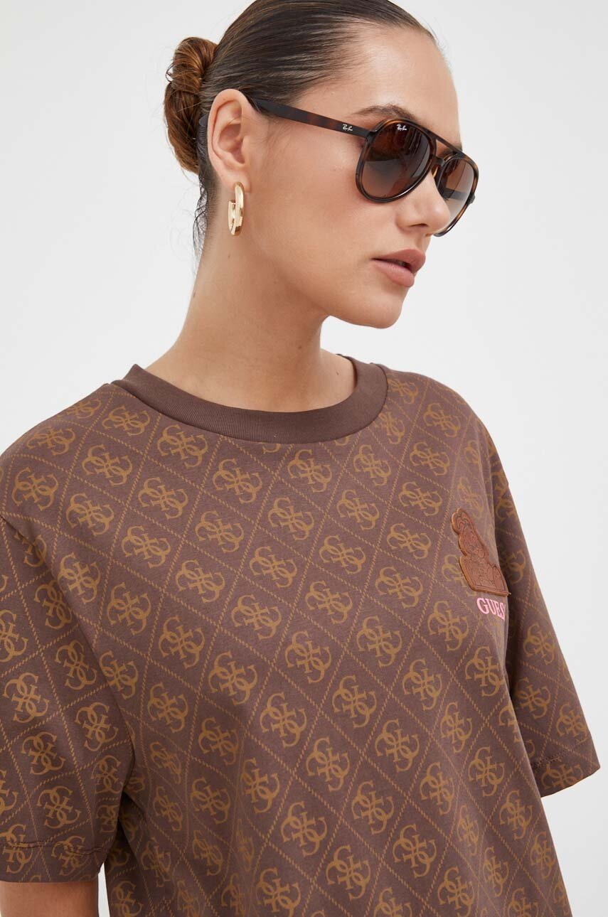 

Хлопковая футболка Guess x Brandalised женская цвет коричневый