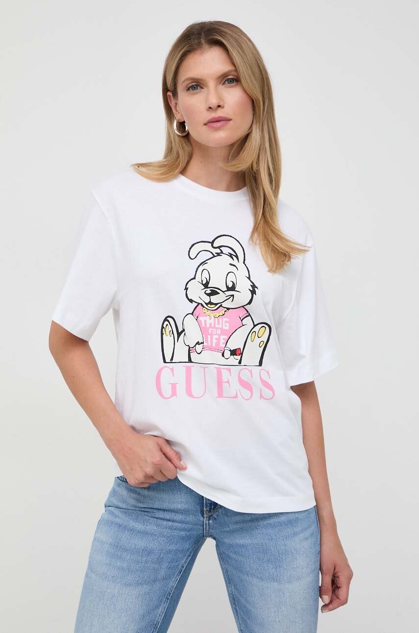 

Бавовняна футболка Guess Guess x Banksy жіноча колір білий