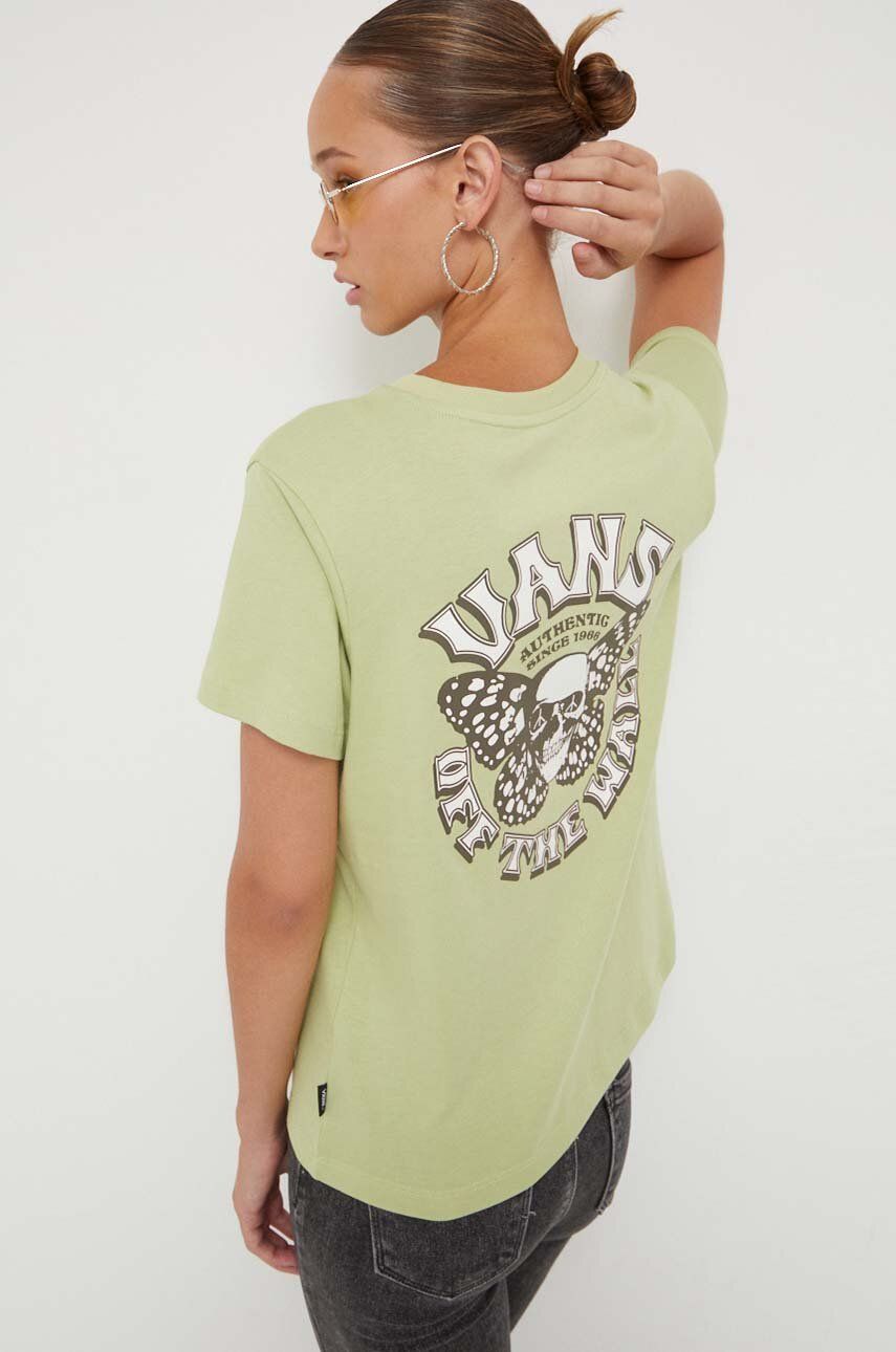 Vans tricou din bumbac culoarea verde - Shoppu.ro