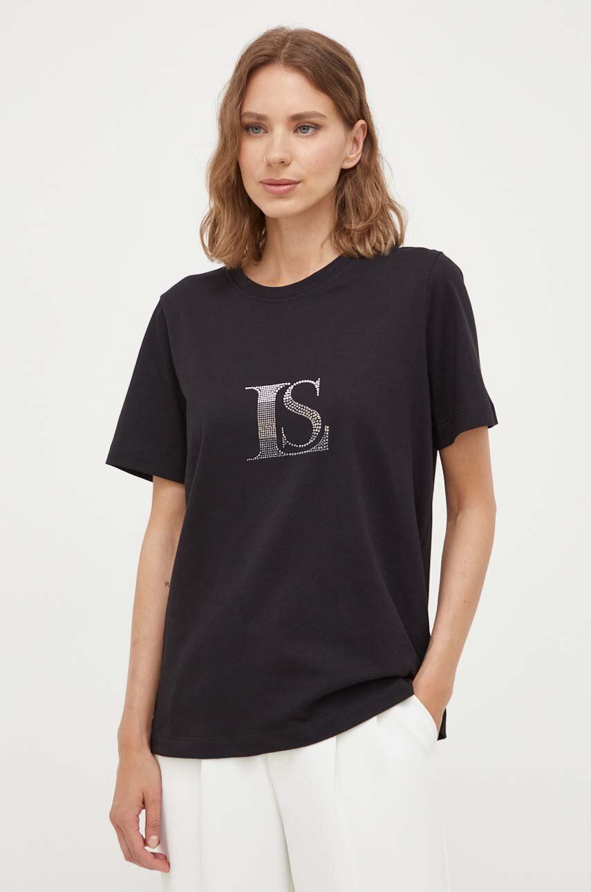 Bavlněné tričko Luisa Spagnoli černá barva - černá -  100 % Bavlna