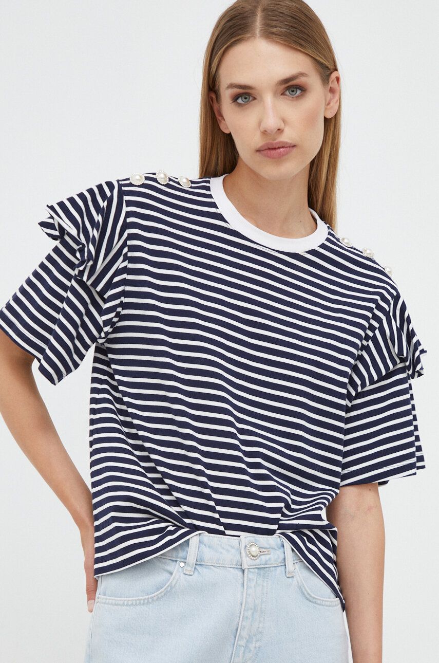 Bavlněné tričko Custommade tmavomodrá barva - námořnická modř - 100 % Bavlna