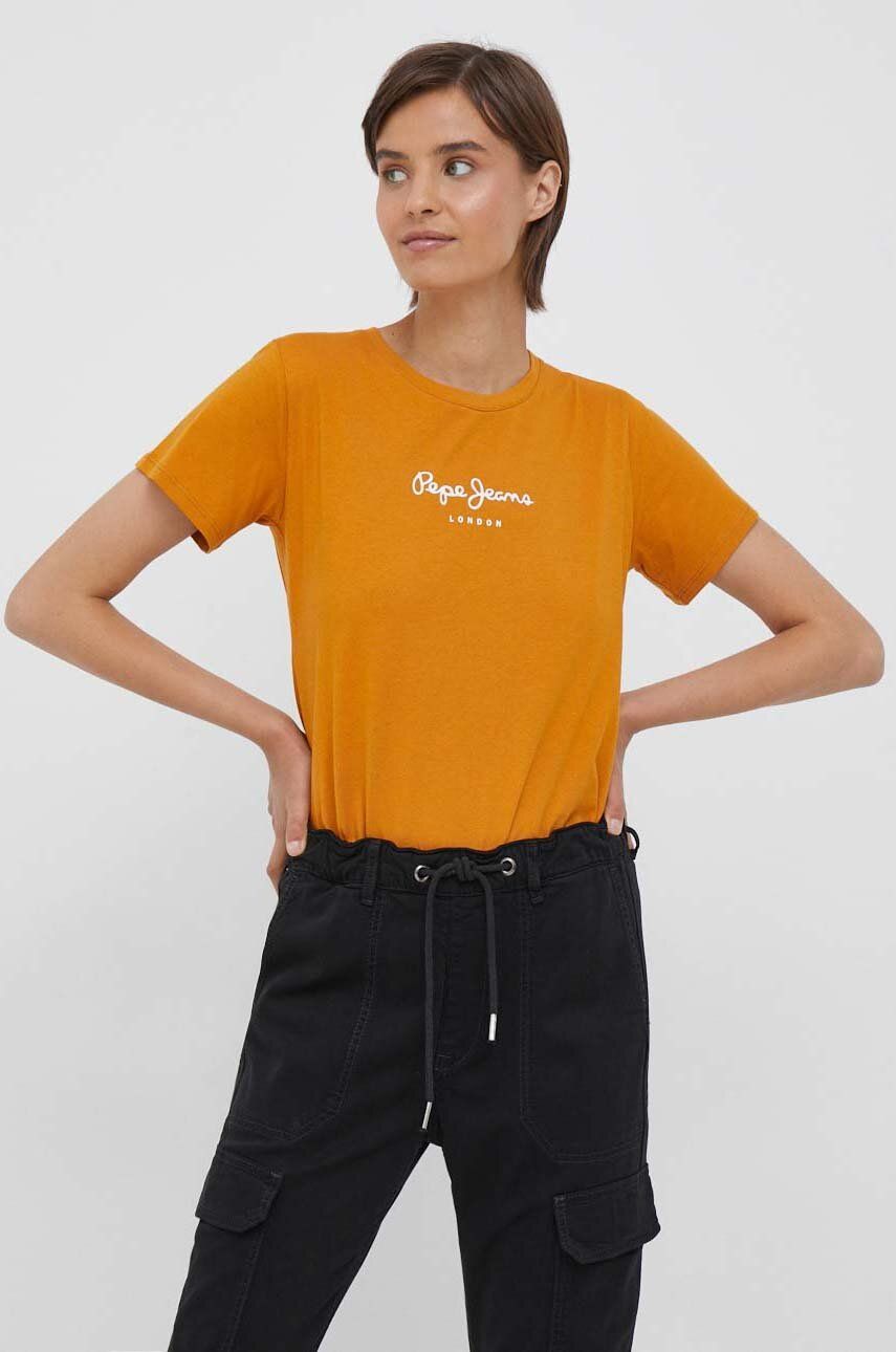 Levně Bavlněné tričko Pepe Jeans Wendys oranžová barva
