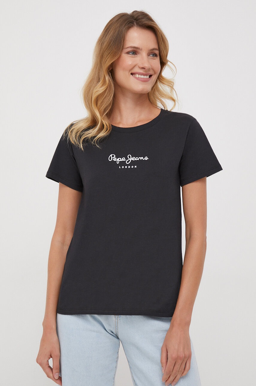 Pepe Jeans Tricou Din Bumbac Culoarea Negru