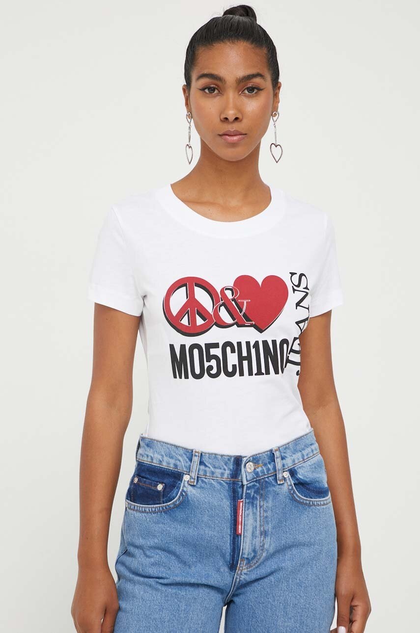 

Бавовняна футболка Moschino Jeans колір білий
