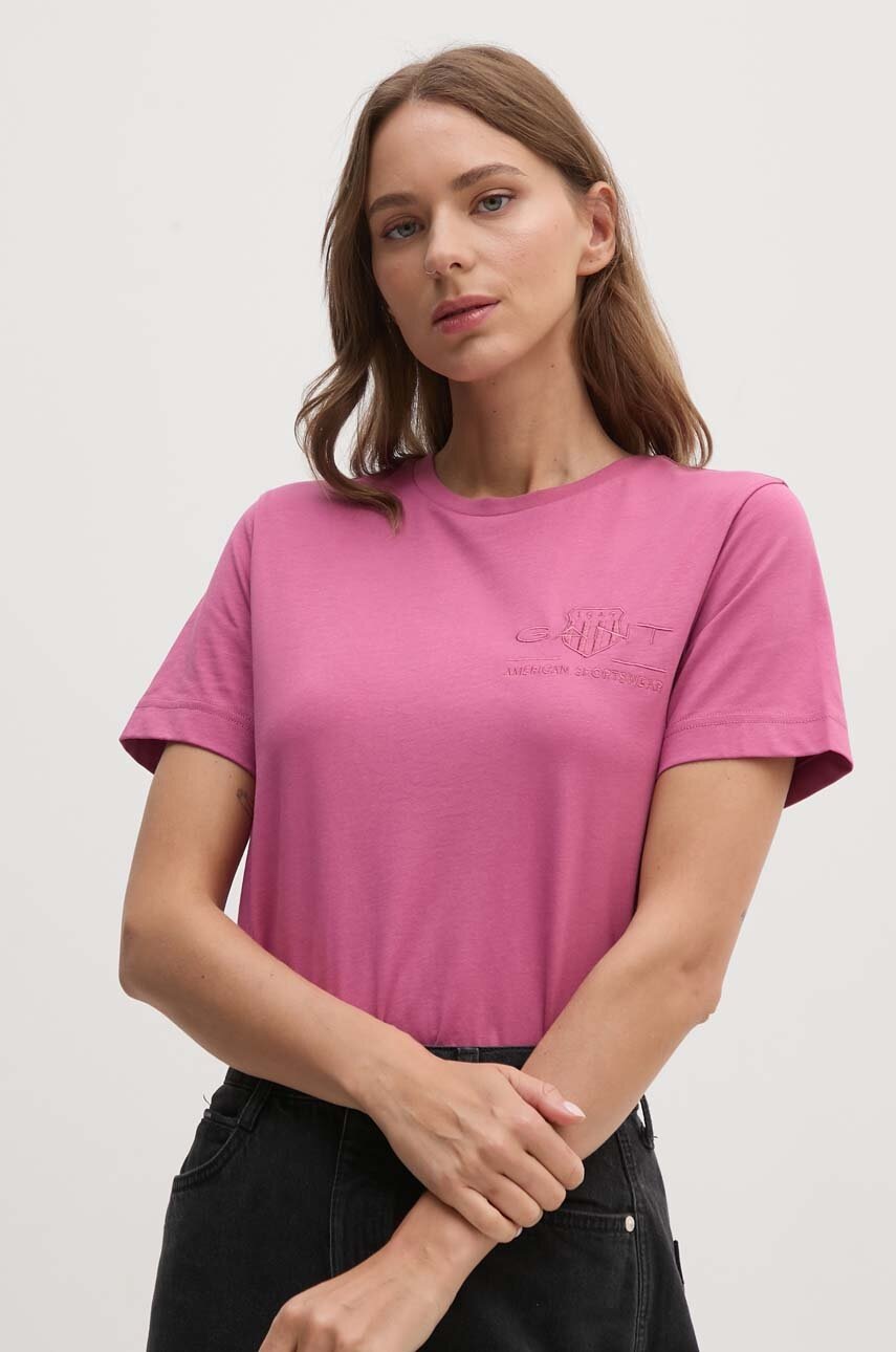 

Памучна тениска Gant в розово, Розов