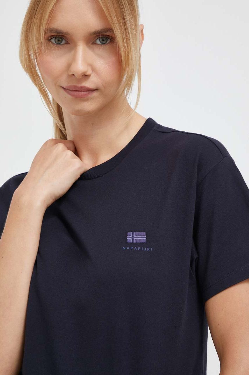 Bavlněné tričko Napapijri tmavomodrá barva - námořnická modř -  100 % Bavlna