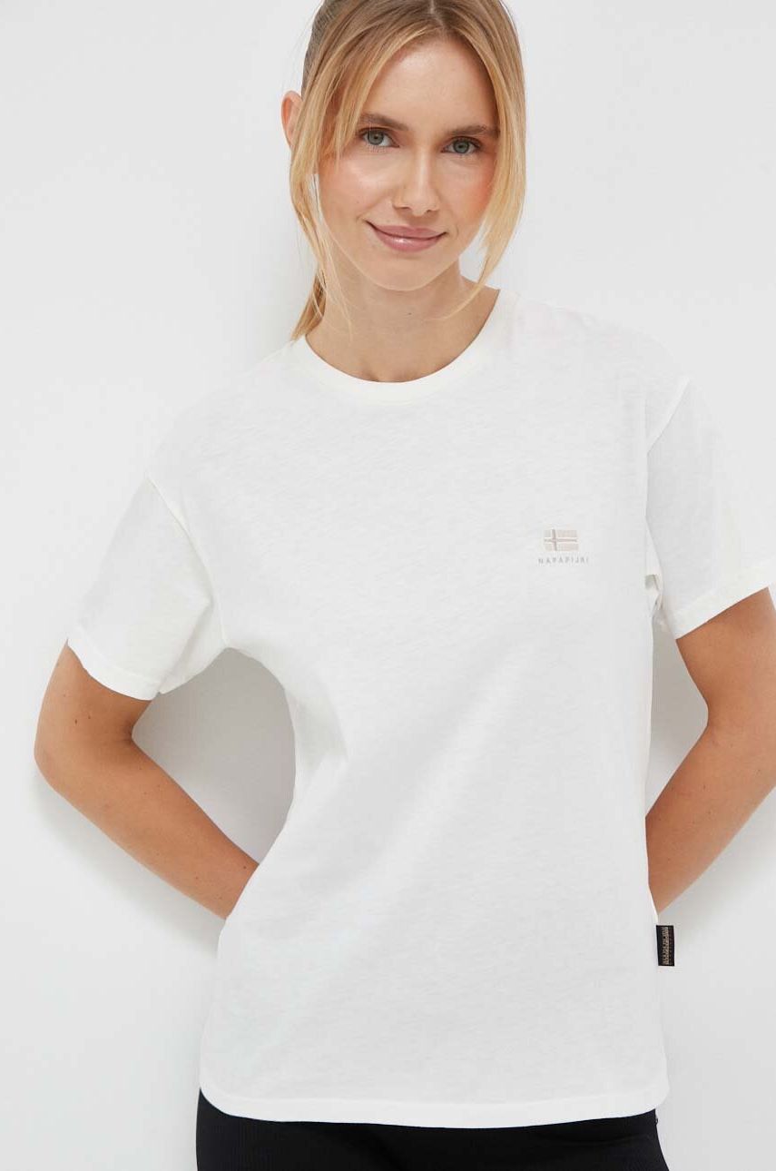 Bavlněné tričko Napapijri béžová barva - béžová -  100 % Bavlna