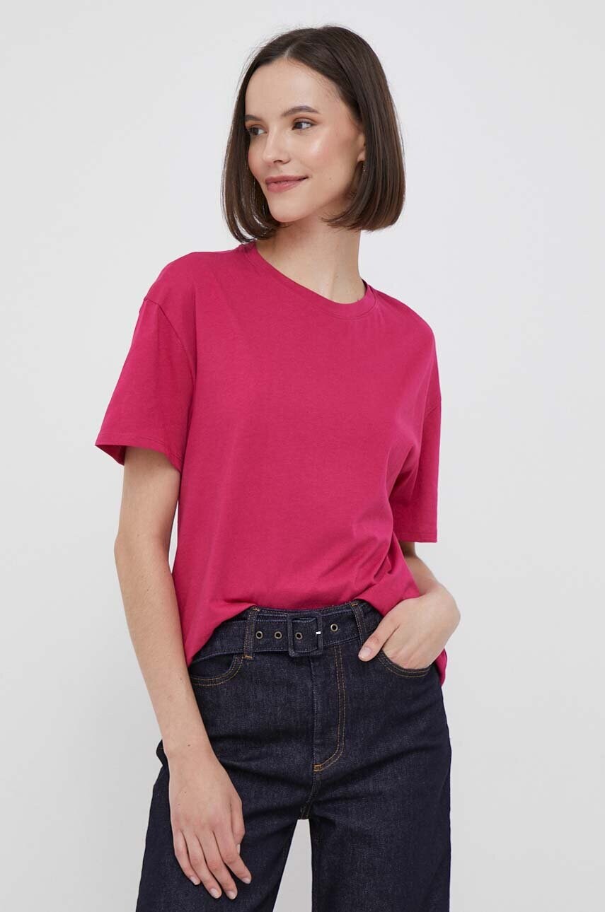 

Хлопковая футболка United Colors of Benetton цвет розовый