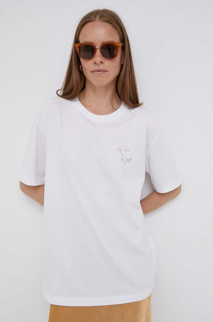 Bavlněné tričko Joop! bílá barva - bílá -  100 % Bavlna