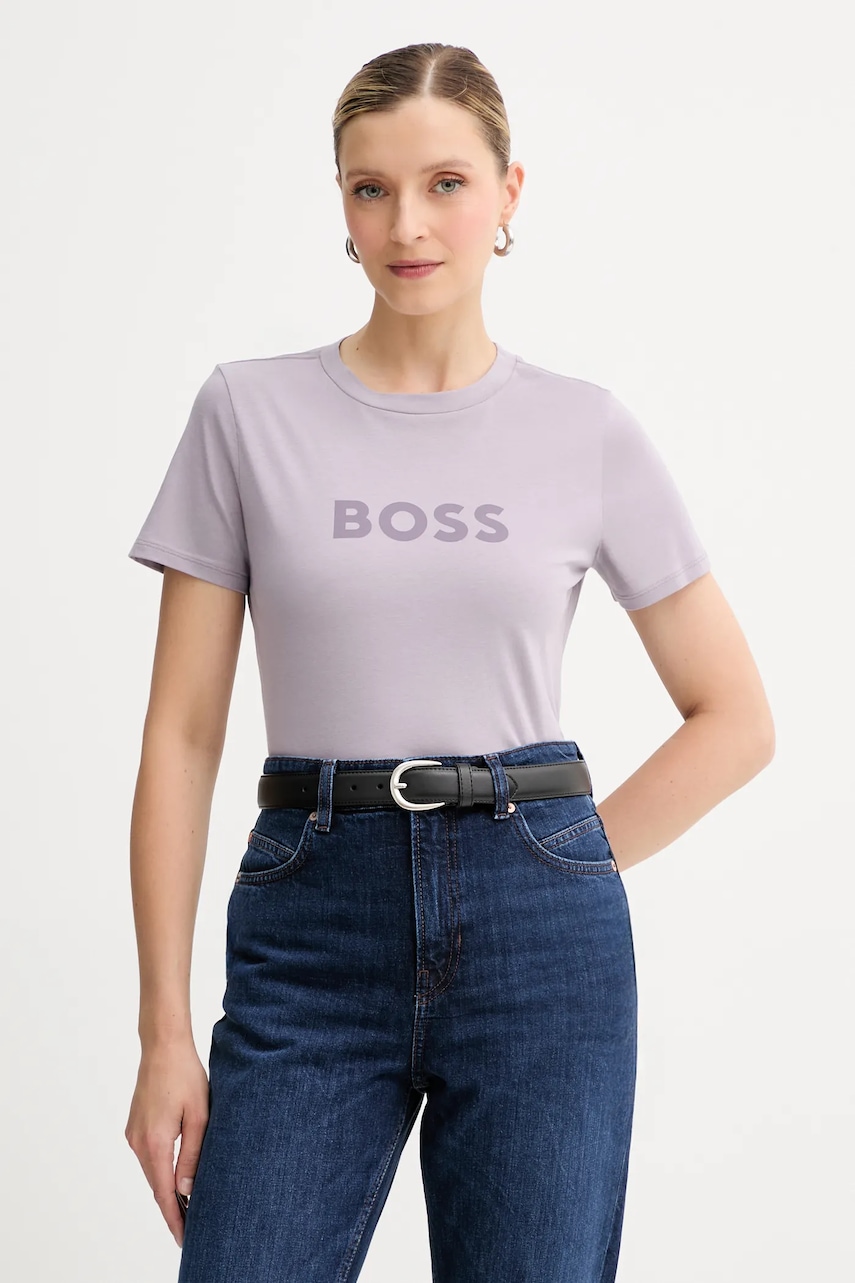 BOSS Orange tricou din bumbac BOSS ORANGE culoarea violet, 50501139