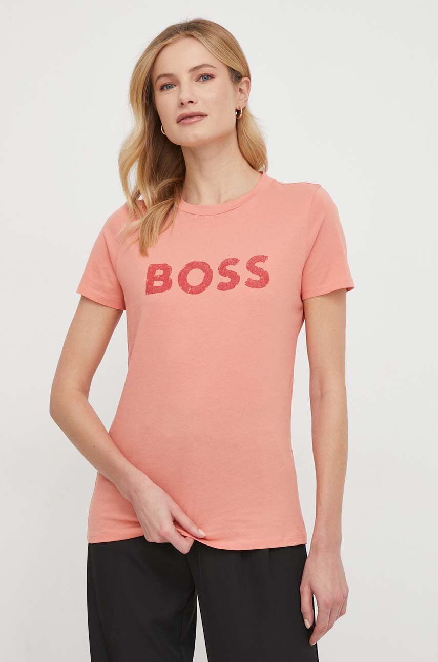 Bavlněné tričko Boss Orange červená barva, 50501139