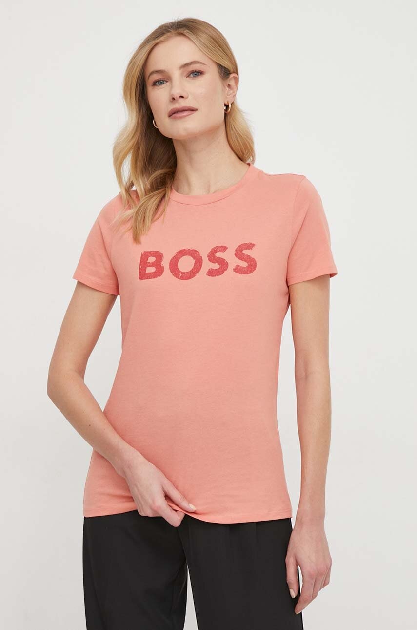 E-shop Bavlněné tričko Boss Orange BOSS ORANGE červená barva