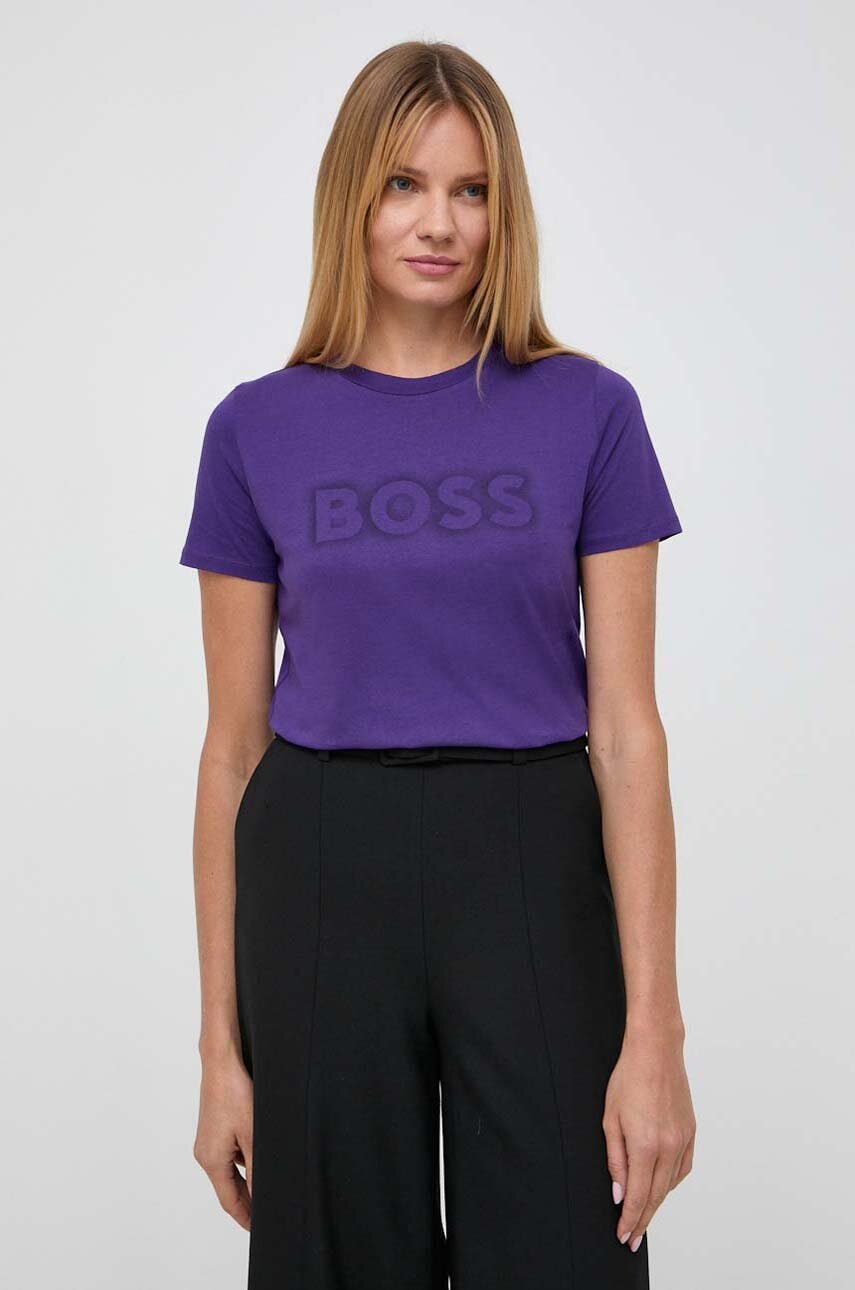 Boss Orange Tricou Din Bumbac Boss Orange Culoarea Violet